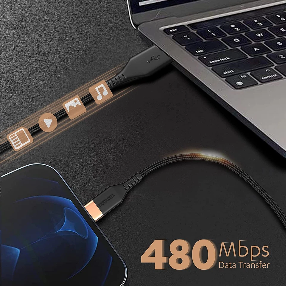 Duracell Usb-A To Lightning Mfi Certified Braided Sync & Charge Cable For Iphone - Image 3 of 4