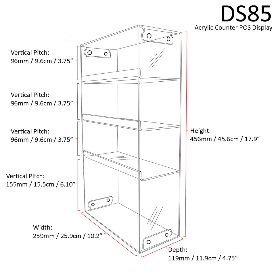 4 Shelf Acrylic Counter POS Display for Cosmetics or Boxed Items (DS85/C) - Image 4 of 4