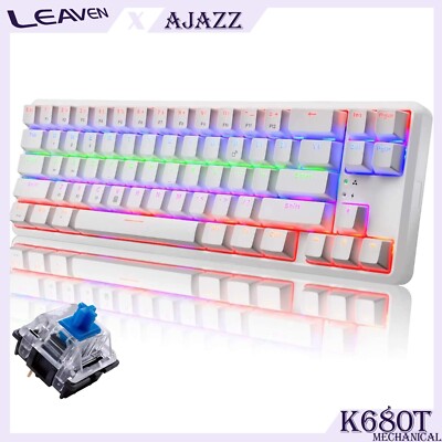 AJAZZ K680T Mechanical Gaming Keyboard,Rechargeable,Blue Switch,RGB Backlit,60%