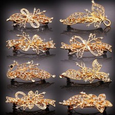 8Pcs Crystal French Hair Barrette French Clips Accessories for Women Metal Bling