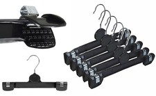 10 New Black 30cm Clip Hangers Clothes Trousers Shorts Skirts Thin Space Saving