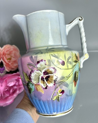 Antique W H Grindley Pearlware Pitcher/Jug Floral Handpainted 7.75” England - Picture 21 of 24