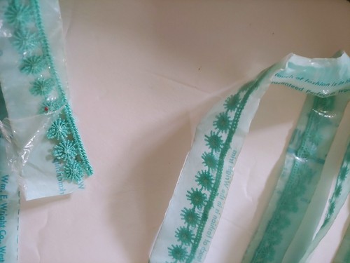 Vintage 12 ft Aqua Trim Lace New Covered With Plastic for Protection - Picture 2 of 4
