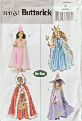 Girl's NO-SEW COSTUMES - PRINCESS, WITCH, FAIRY - Butterick 4631