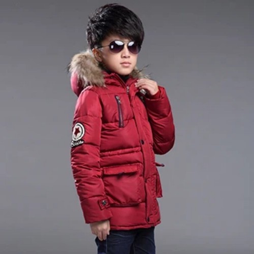 4-14 Years Big Boys Jacket Thicken Warm Teenager Kids Zipper Hooded Boys Coat - Picture 23 of 26