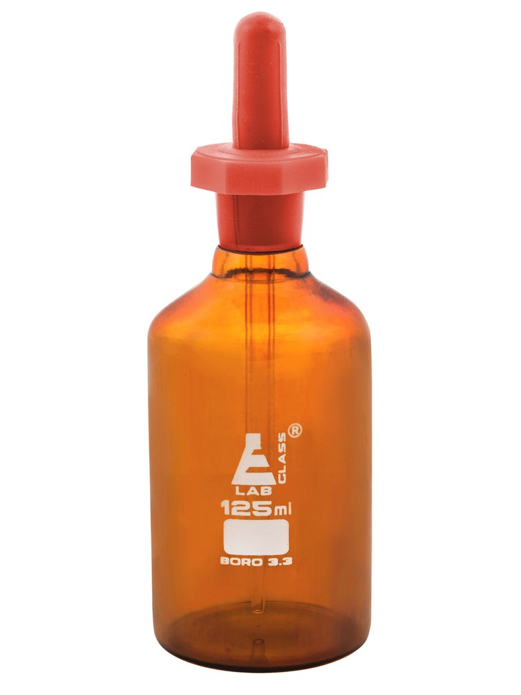Dropping Bottle, 125ml (4.2oz) - Amber Colored Borosilicate Glass - Eisco Labs