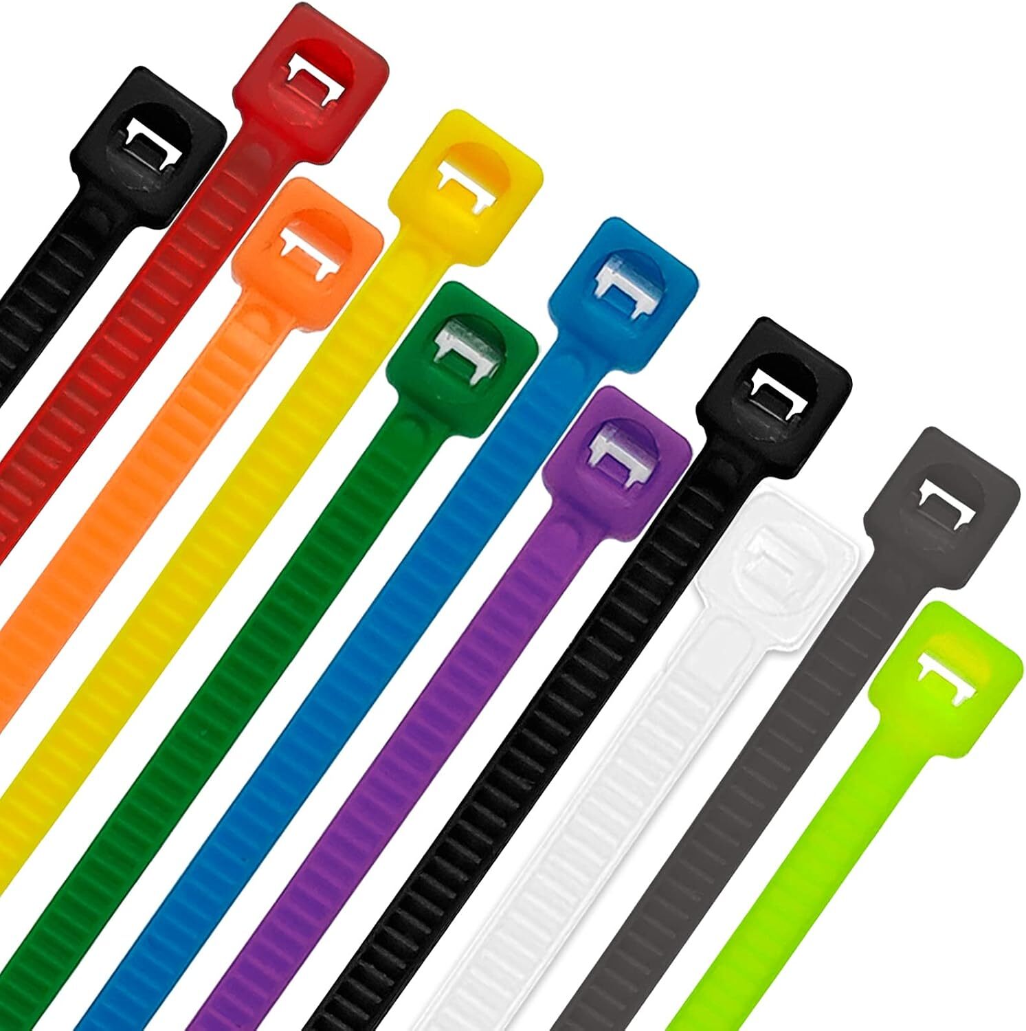 8-Inch 1000Pcs Colorful Heavy-Duty Zip Ties 20Lb Strength