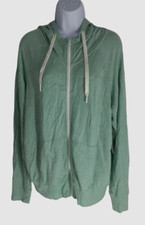  89 Zella Women's Green Long Sleeve Drawstring Hooded Full Zip Sweater Size XL