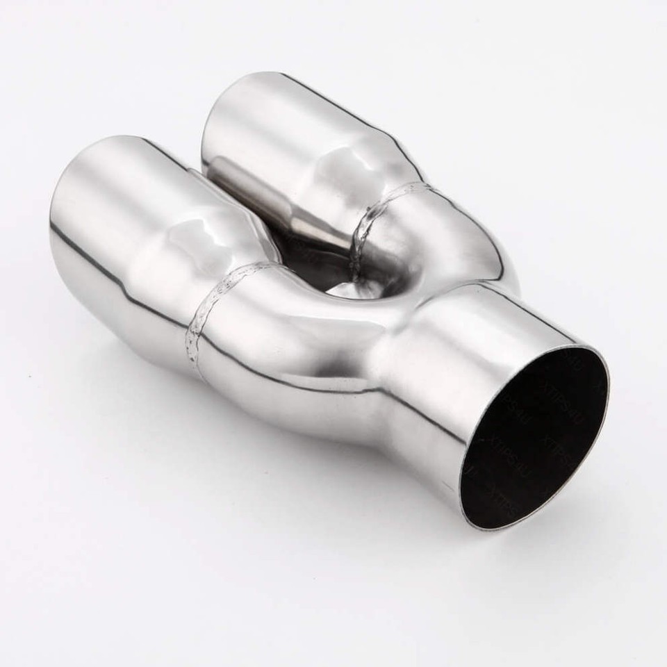 3" Inlet Dual 3" Outlet 9" Long 304 Stainless Steel Dual Wall Slant ...