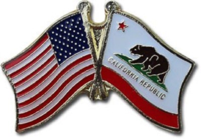 California and USA Crossed Friendship Flag Enamel Lapel Pin