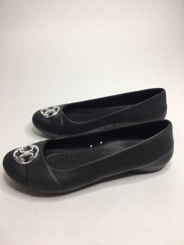 Zapatos planos de ballet para mujer Crocs medallón de plata • Talla 7 * En excelente estado • ¡Como nuevos! - Imagen 5 de 9