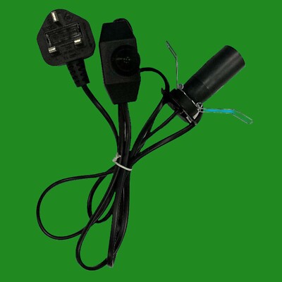 E14 schwarz UK Stecker Glühbirne Halter Inline Dimmer Schalter Schreibtisch Tisch Salz Lampe