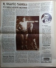 PUGILATO,RITRATTO DEL GIGANTESCO PRIMO CARNERA-DA RIVISTA TUTTI GLI SPORT-10524