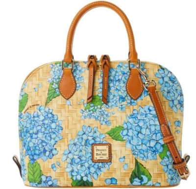 Dooney & Bourke Hydrangea Basketweave Basket Zip Satchel Crossbody Bag Purse NEW
