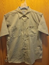 Carhartt Tradesman Men's Short Sleeve Work Shirt Tan 384-62 Size L-RG Used