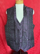 NEW NWT Hi Tie Black  Paisley Tie  Vest Set Size 3XL Wedding Prom Silk Tuxedo