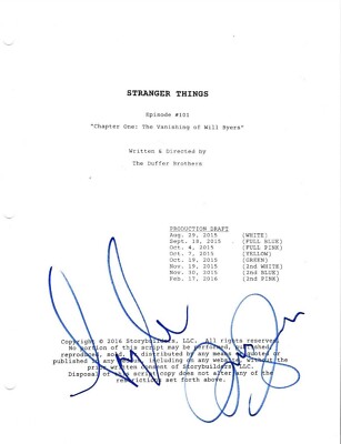 * KYLE DIXON & MICHAEL STEIN * signed tv script * STRANGER THINGS * COMPOSERS 1