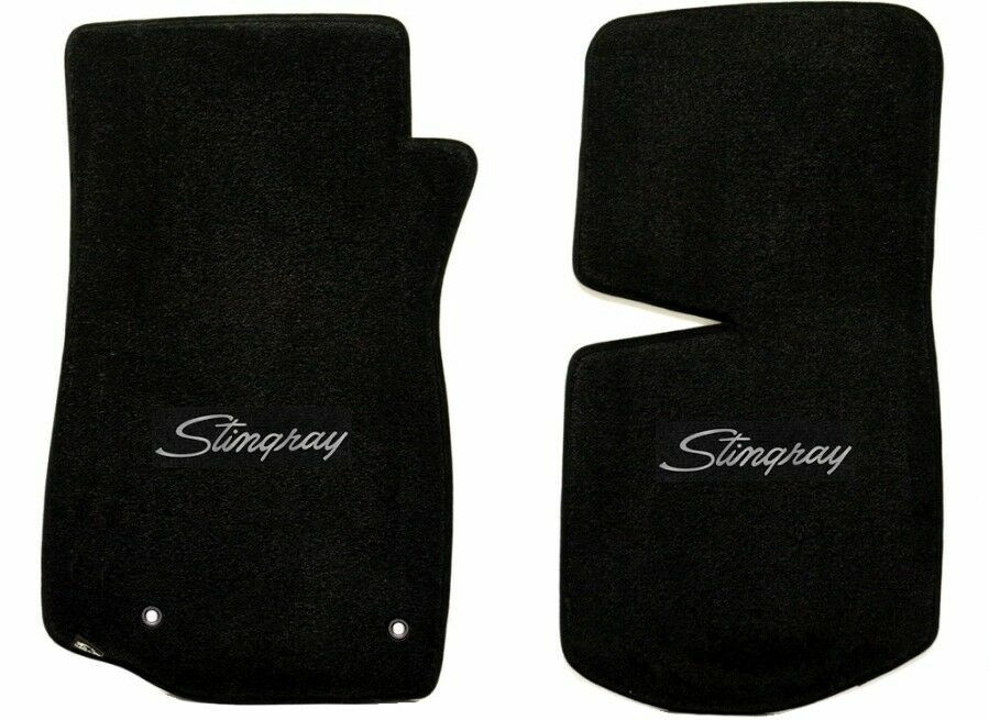 Lloyd Mats Classic Loop Front Floor Mats For 1969-1976 Corvette Stingray – Black With Neon Orange Logos, GM Licensed