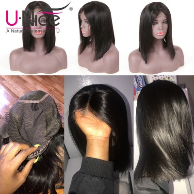 100 Brazilian Virgin Human Hair Short Bob Straight Hair Lace Wig Lace Front Wig Ebay