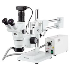 AmScope 2X-225X Trinocular Boom Stereo Zoom Microscope + High-speed 20MP Camera