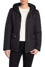 Tommy Hilfiger Women's Jacket Black Diamond Quilted Hooded Coat SZ S NWT