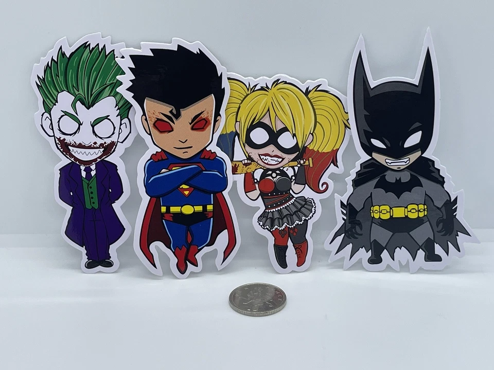 DC Comics Gift 4 Stickers Set Joker Batman Superman Harley Quinn Laptop Decal - Image 2 of 4