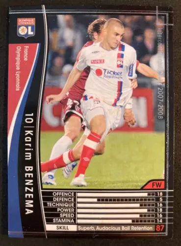 2007-08 Panini SEGA WCCF #157 Karim Benzema OL Olympiques Lyon black soccer card