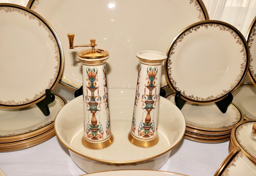 LENOX CHINA ECLIPSE Cream & Gold Trim 50 Pc Service For 6 Gold Backstamp Mint - Picture 4 of 24