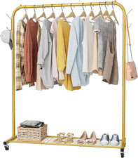 Clothes Rail, Portable Clothes Rack with Hook and Metal Storage Shelf, Heavy Dut
