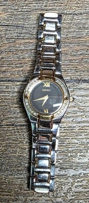 Seiko Black Dial Two tone SS Women's Watch SUJF10 Japan Movement Nice