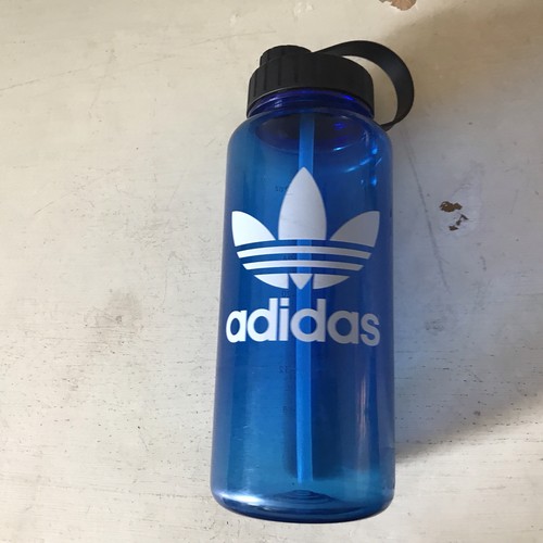 Adidas Water 32 OZ / 1 Liter Bottle BPA-FREE Clear Blue And Black Top Twist Cap