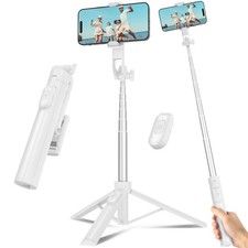 Selfie Stick Travel Tripod for Cell Phone with Remote Control and Phone Holde...
