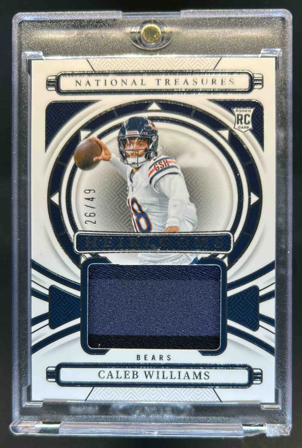 2024 National Treasures Caleb Williams Heirlooms RC Jersey #26/49 Bears