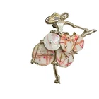 Vtg Goldtone  Shell BALLERINA PIN BROOCH 1950’s Costume Jewelry