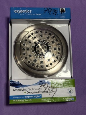 NEW Oxygenics Storm Pure Shower Genius 9'' Rain Shower Head Brushed Nickel