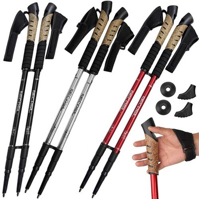 2x Trekking Poles Nordic Walking Hiking Sticks Anti-shock Adjustable Alpenstock