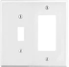 HUBBELL 2-gang wallplate Toggle Switch & decorator/rocker in White polycarbonat