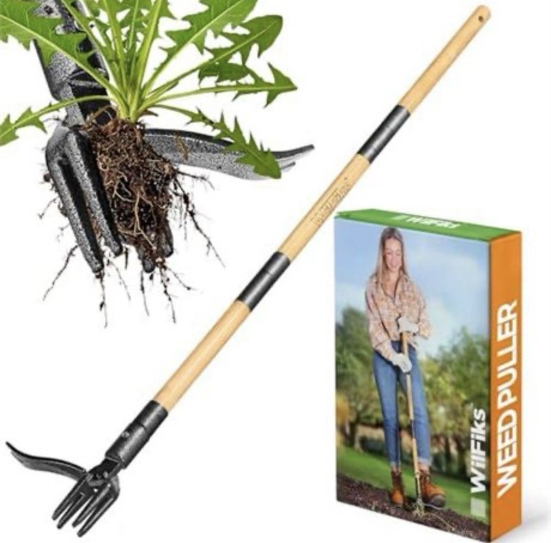 WilFiks Weed Puller Tool, Stand Up Heavy Duty Weed Remover Tool with Long Han...