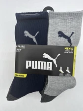 NEW 6 PAIR MENS PUMA TRAINING VENTILATION SPORT CUSHION CREW SOCKS  SIZE 8-12