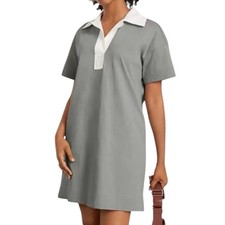 Everlane Sage Green Short Sleeve Polo Popover Mini Dress Size XS NWOT Organic