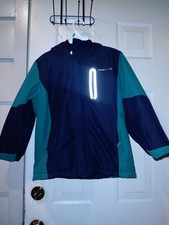 Swiss Tech Unisex Kids Hooded Insulated Jacket Black Teal Reflective M