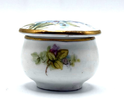 Royal Worcester Lidded Pot Hand Painted Flower Miniature Trinket Dish