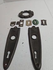 A Lot Of 8 Vintage Door knob Plates, Key Hole Plates And A Door Knob Backing...