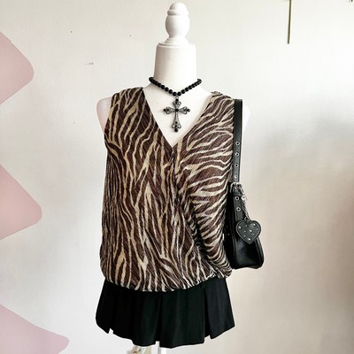 Anthropologie eri + ali Zebra Top, Animal Print 2000s Boho Bohemian XS