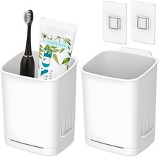 2 Pcs Toothbrush Holder Wall Mounted, No Drilling Toothbrush Holders for Bath...