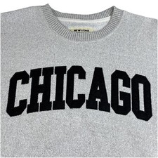 New York Popular CHICAGO Heather Gray Embroidered Sweatshirt Crewneck Small