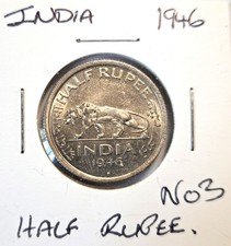@@@ A NICE  LARGE INDIA 1946 HALF RUPEE  no3 @@
