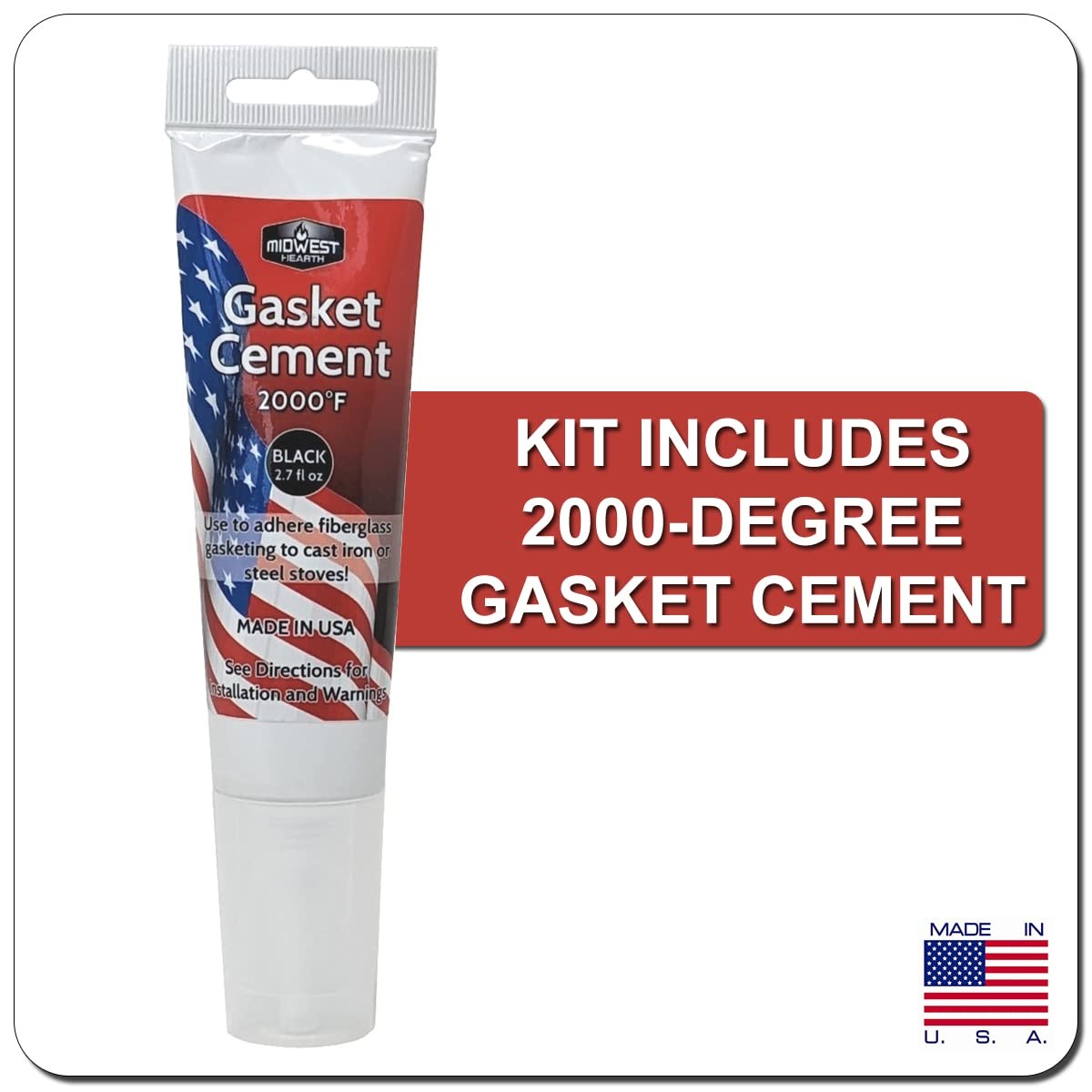 Midwest Hearth Wood Stove Gasket Kit - Graphite Fiberglass 5/8 x 84