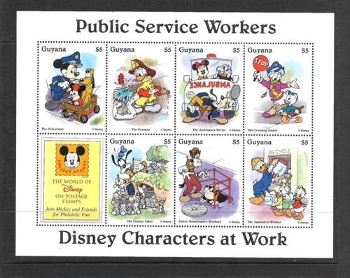 Guyana Disney Characters at Work sheet Public Service Workers MNH