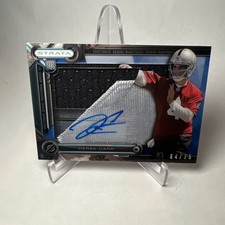 2014 Topps Strata Derek Carr RC Clear Cut Patch Auto RPA Blue /75 #CCAR-DC
